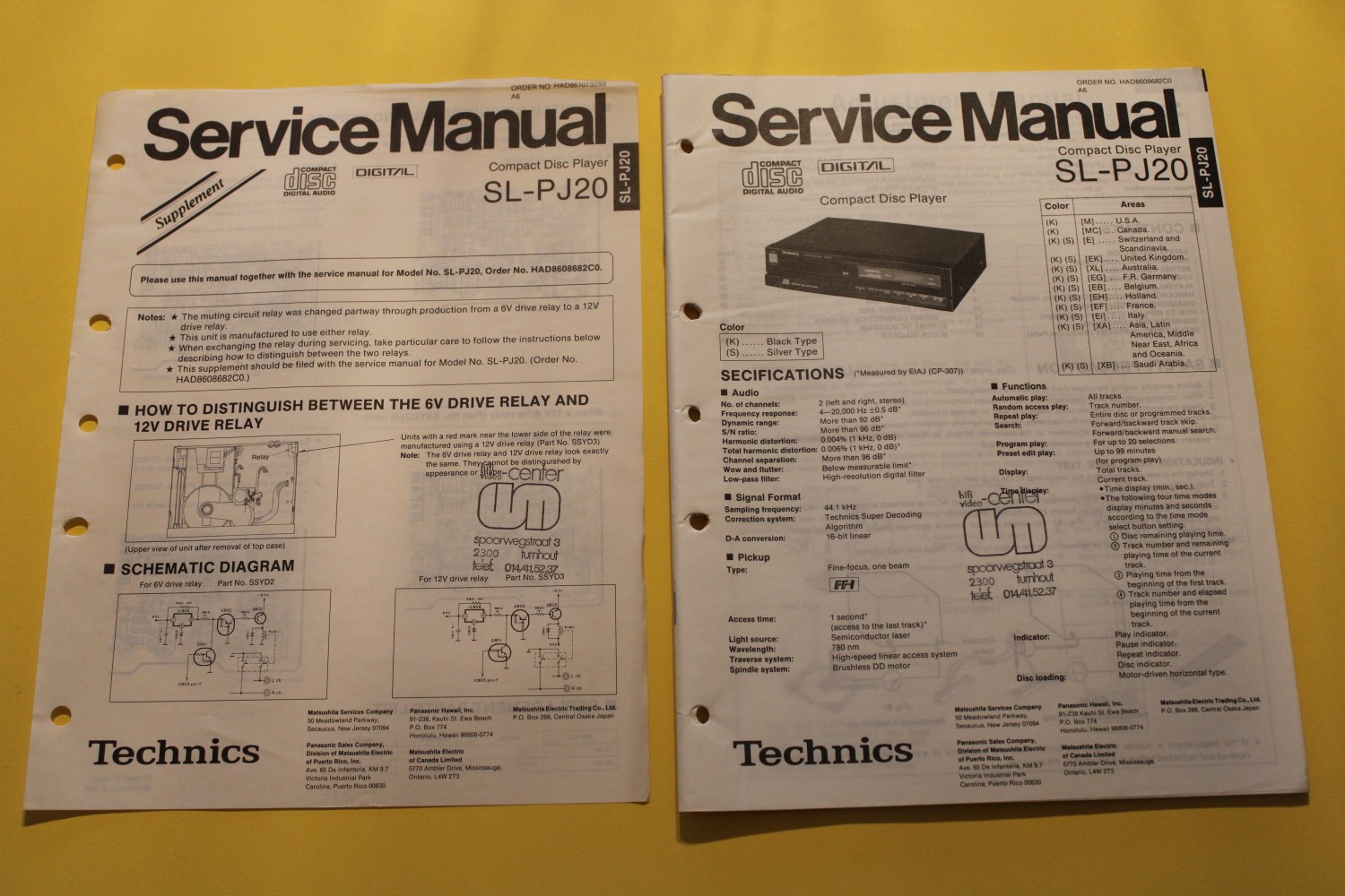 Technics SL-PJ20 CD-Player Service Manual  			